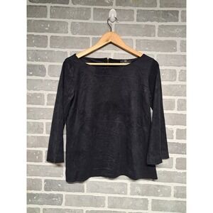 Adriano‎ Goldschmied Women Gamuza Black  3/4 Bell Sleeve Top Size Small Zip Back